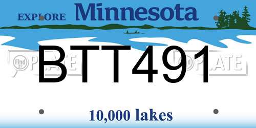 BTT491 Minnesota License Plate