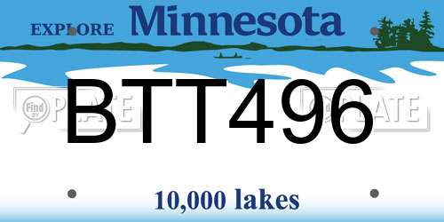 BTT496 Minnesota License Plate