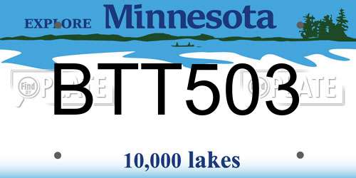 BTT503 Minnesota License Plate