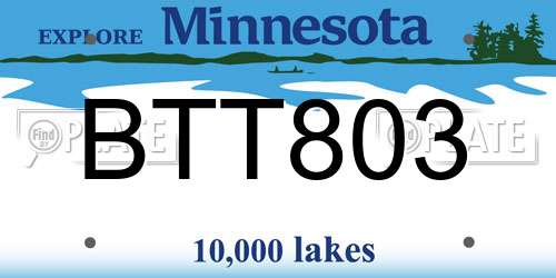 BTT803 Minnesota License Plate