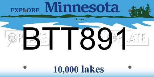 BTT891 Minnesota License Plate
