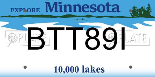 BTT89I Minnesota License Plate