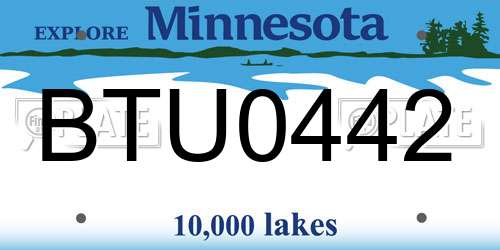 BTU0442 Minnesota License Plate