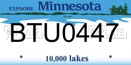 BTU0447 Minnesota License Plate