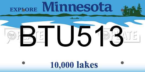 BTU513 Minnesota License Plate
