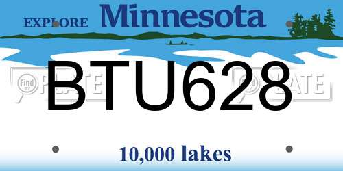 BTU628 Minnesota License Plate