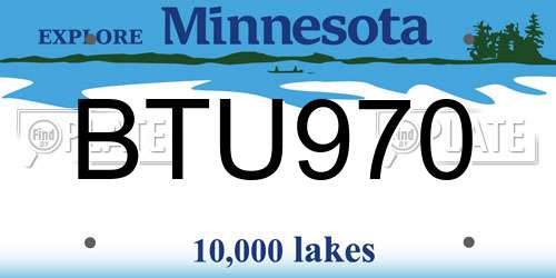 BTU970 Minnesota License Plate