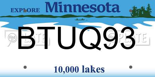 BTUQ93 Minnesota License Plate