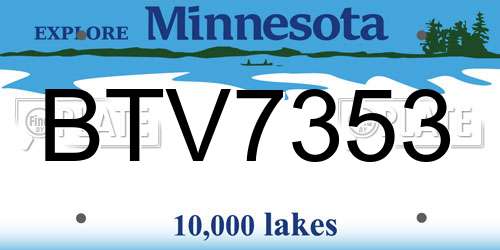 BTV7353 Minnesota License Plate