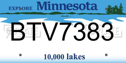 BTV7383 Minnesota License Plate