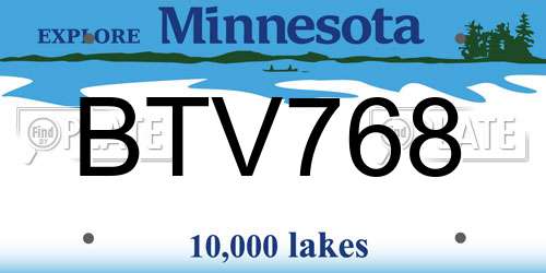 BTV768 Minnesota License Plate