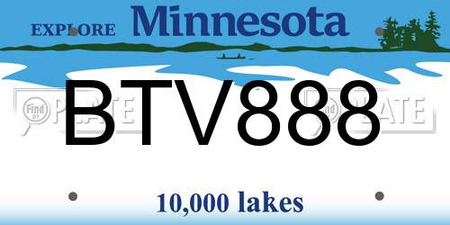 BTV888 Minnesota License Plate