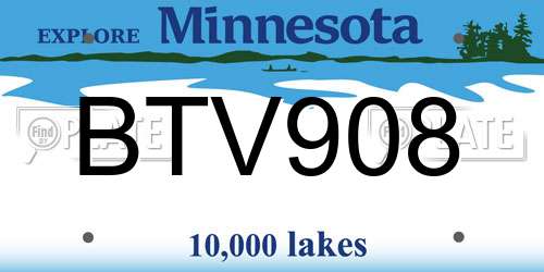BTV908 Minnesota License Plate