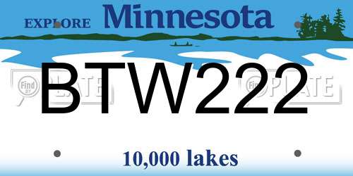 BTW222 Minnesota License Plate