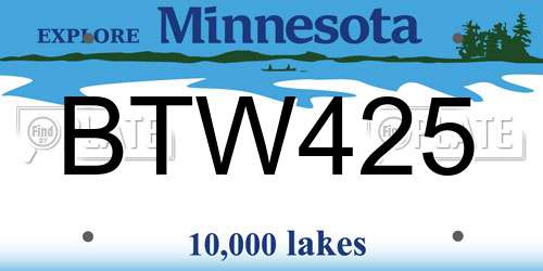 BTW425 Minnesota License Plate