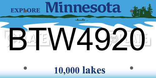 BTW4920 Minnesota License Plate