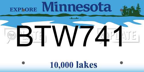 BTW741 Minnesota License Plate