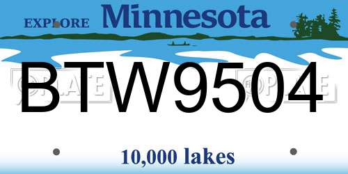 BTW9504 Minnesota License Plate