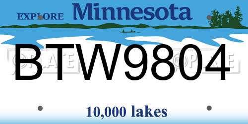 BTW9804 Minnesota License Plate
