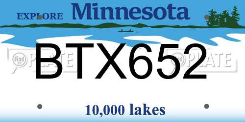 BTX652 Minnesota License Plate