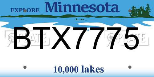 BTX7775 Minnesota License Plate