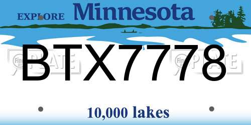 BTX7778 Minnesota License Plate