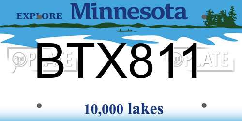 BTX811 Minnesota License Plate
