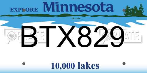 BTX829 Minnesota License Plate