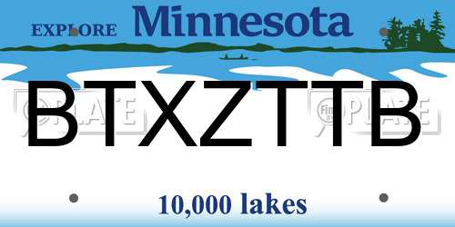 BTXZTTB Minnesota License Plate