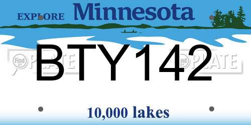 BTY142 Minnesota License Plate