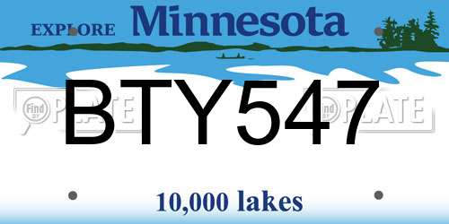 BTY547 Minnesota License Plate