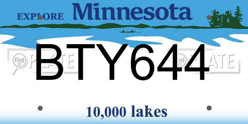BTY644 Minnesota License Plate