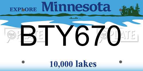 BTY670 Minnesota License Plate