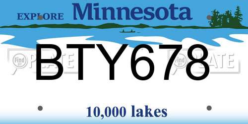 BTY678 Minnesota License Plate