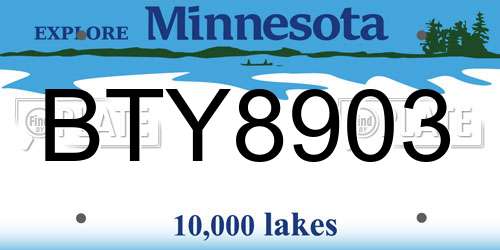 BTY8903 Minnesota License Plate