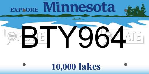 BTY964 Minnesota License Plate