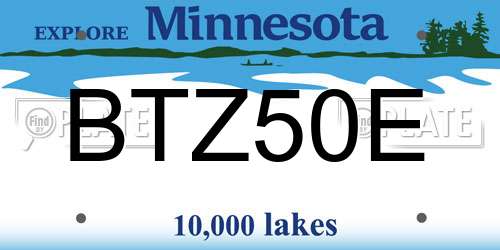 BTZ50E Minnesota License Plate