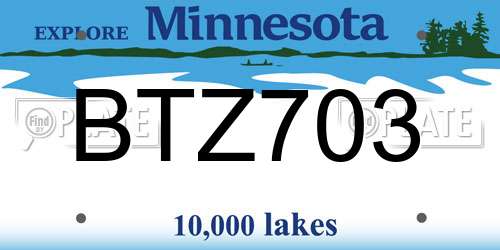 BTZ703 Minnesota License Plate