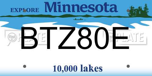 BTZ80E Minnesota License Plate