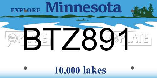 BTZ891 Minnesota License Plate