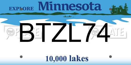 BTZL74 Minnesota License Plate