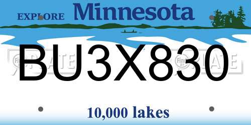 BU3X830 Minnesota License Plate