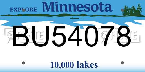 BU54078 Minnesota License Plate