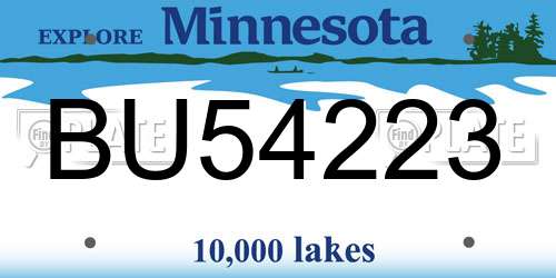 BU54223 Minnesota License Plate