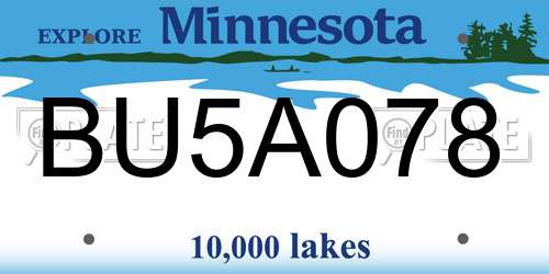 BU5A078 Minnesota License Plate