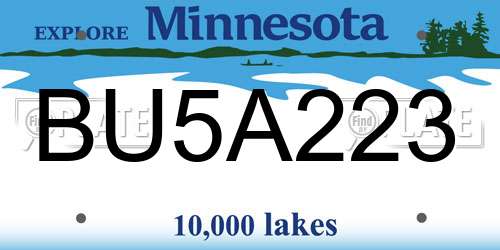 BU5A223 Minnesota License Plate