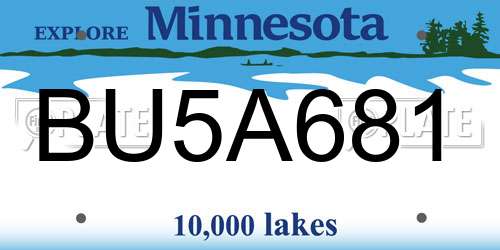BU5A681 Minnesota License Plate