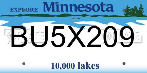 BU5X209 Minnesota License Plate