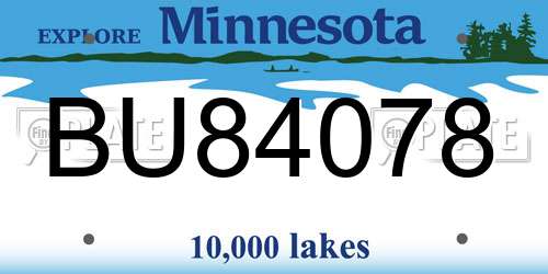 BU84078 Minnesota License Plate
