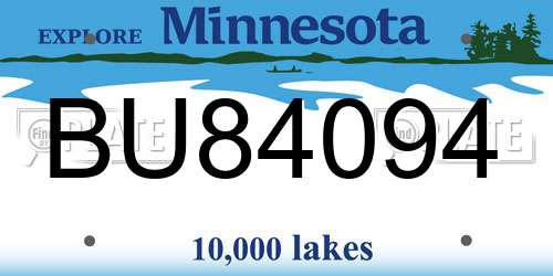 BU84094 Minnesota License Plate